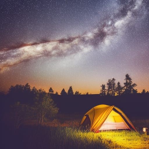 Night Camping Under a Starry Sky