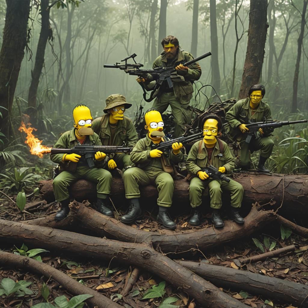 art of the Simpsons family as special ops soldiers