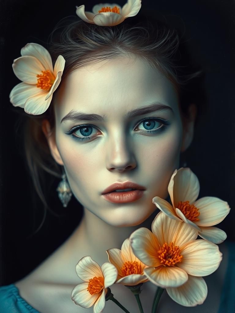 Dreamy Surreal Portrait in Vintage Photograph Style