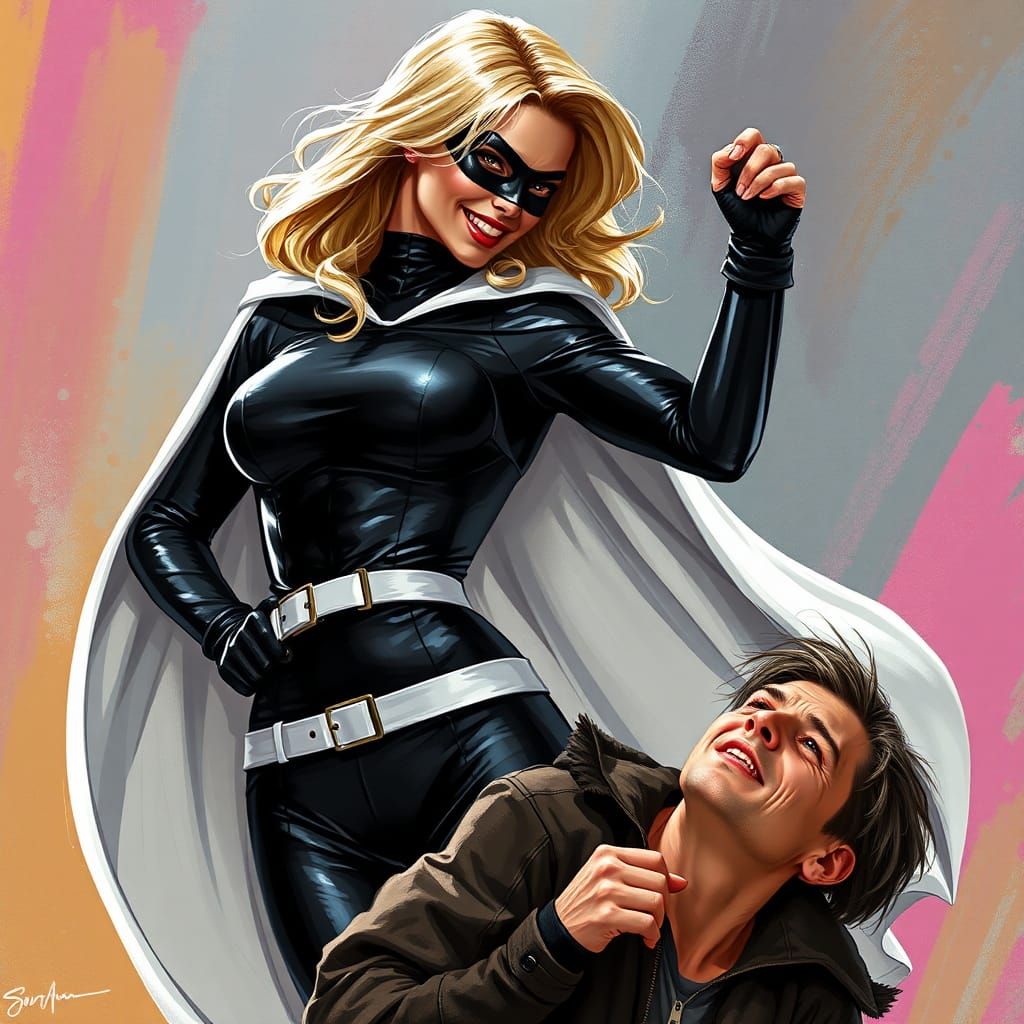 Heroine Captures Robber: Hyperrealistic Concept Art