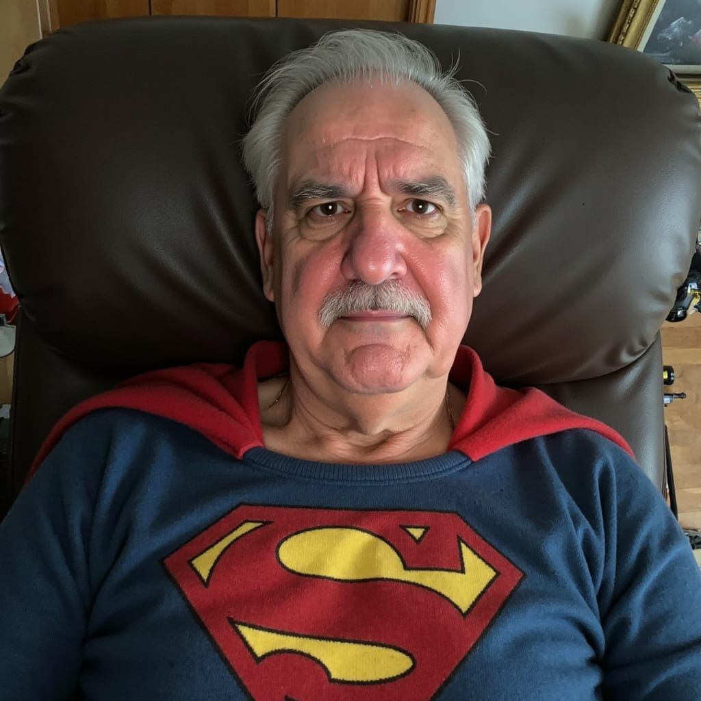 Aging Superman Ignores Emergency Call in Hyper Realistic Art