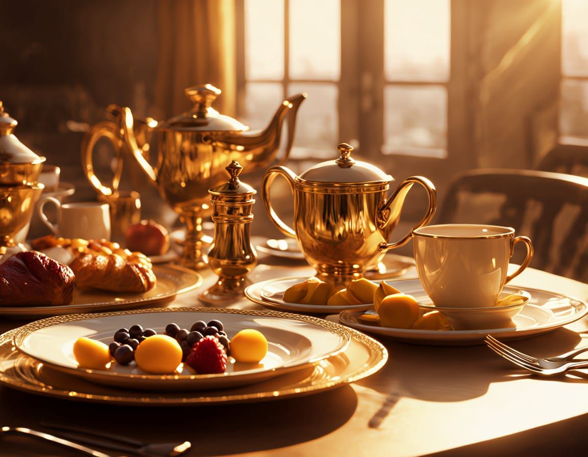 Cinematic Breakfast Table for Champions in Golden Light