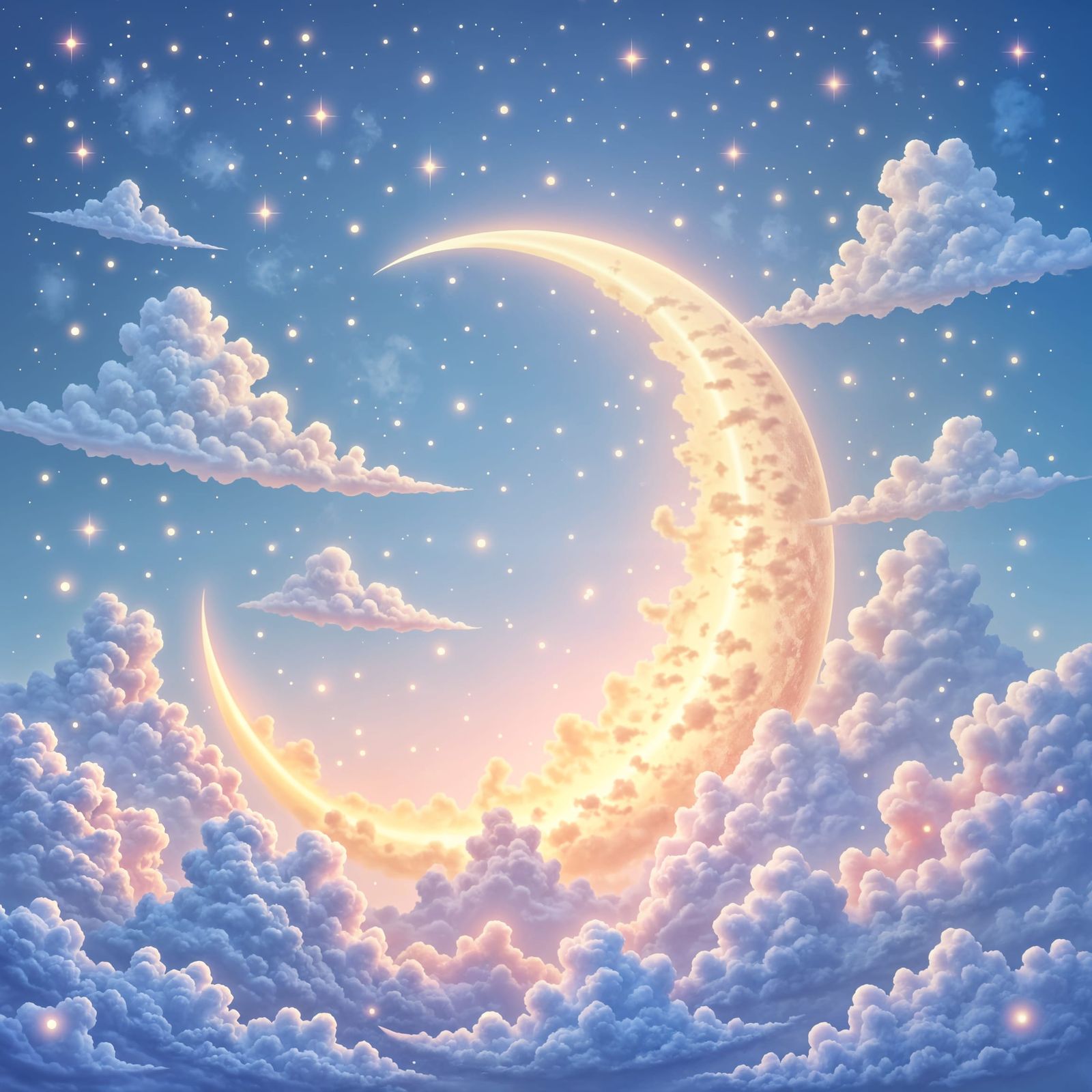 Stunning Crescent Moon in Digital Rendering