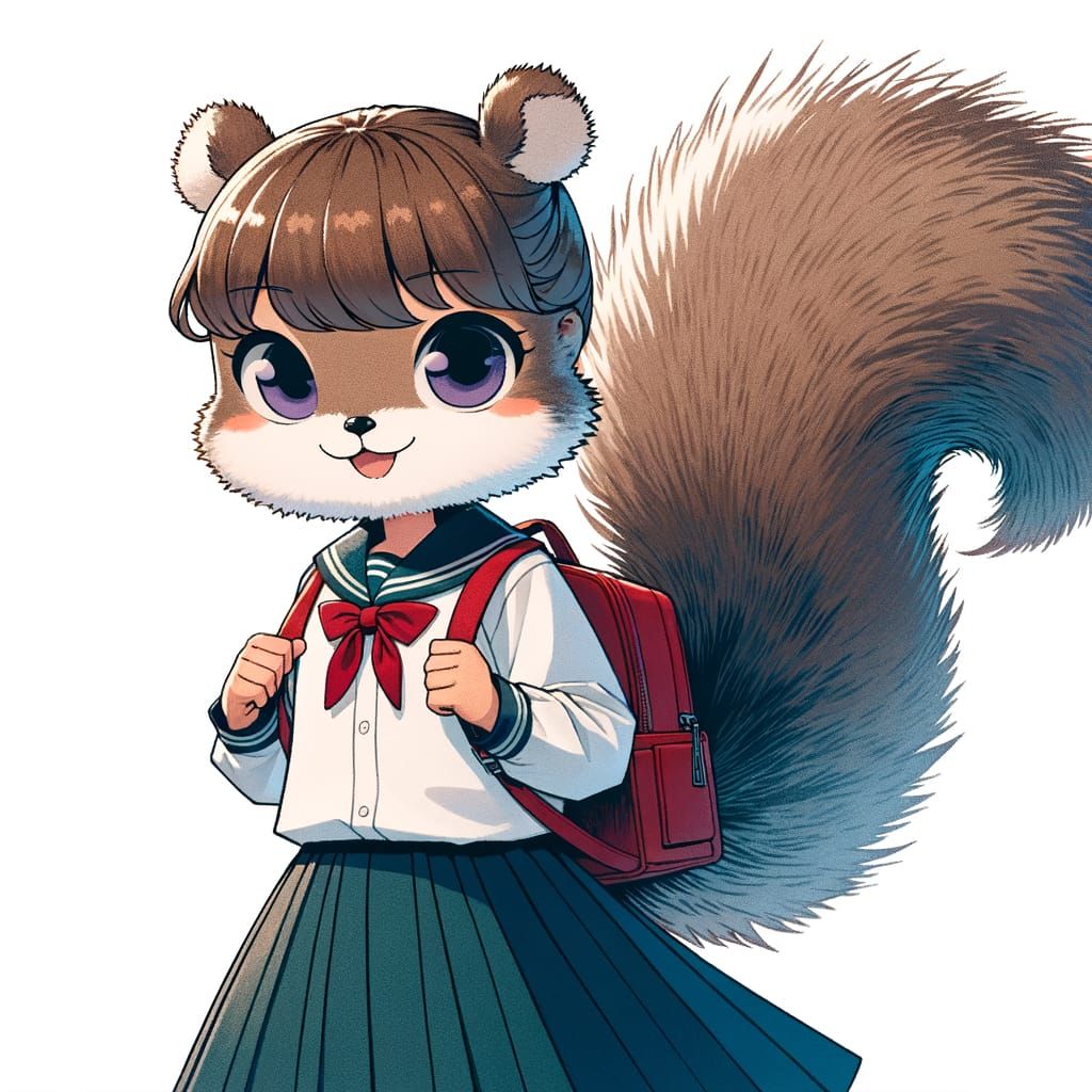 Anime Squirrel Girl Ready for School