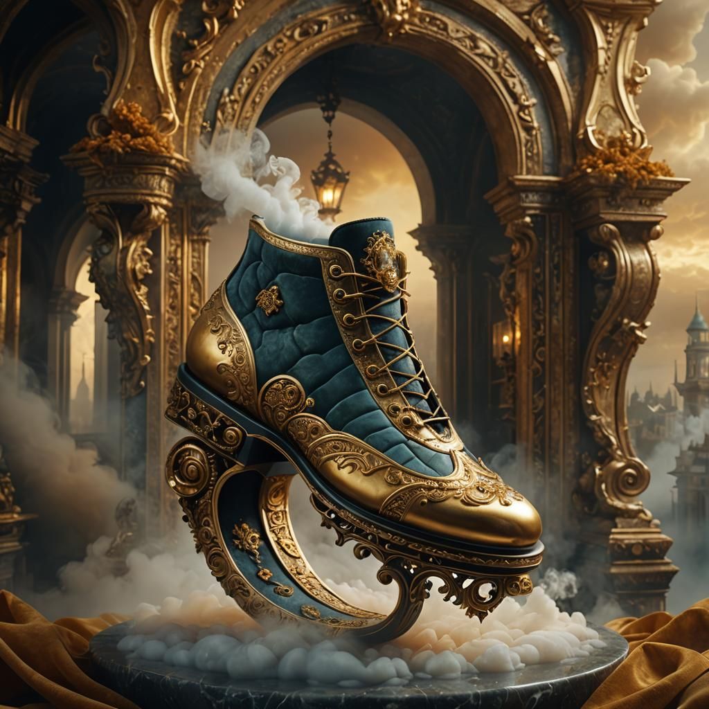 Surreal Rococo Shoe Ornament in Matte Painting