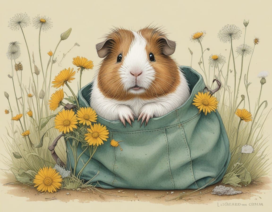 Guinea Pig Thief in Whimsical Garden Scene