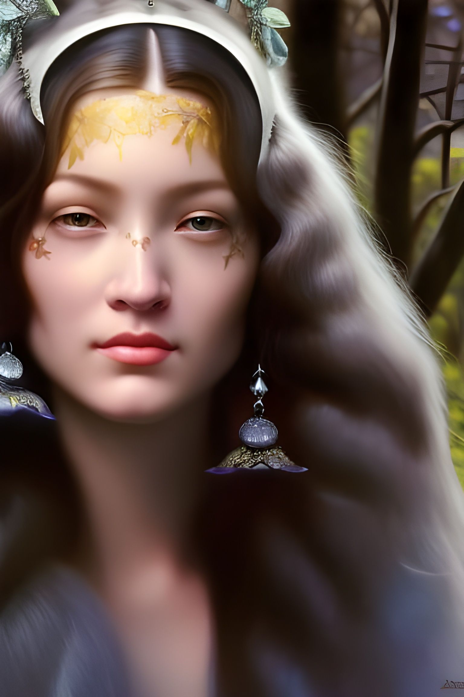 Silver-Haired Baltic Fairy Portrait in Photorealistic Style