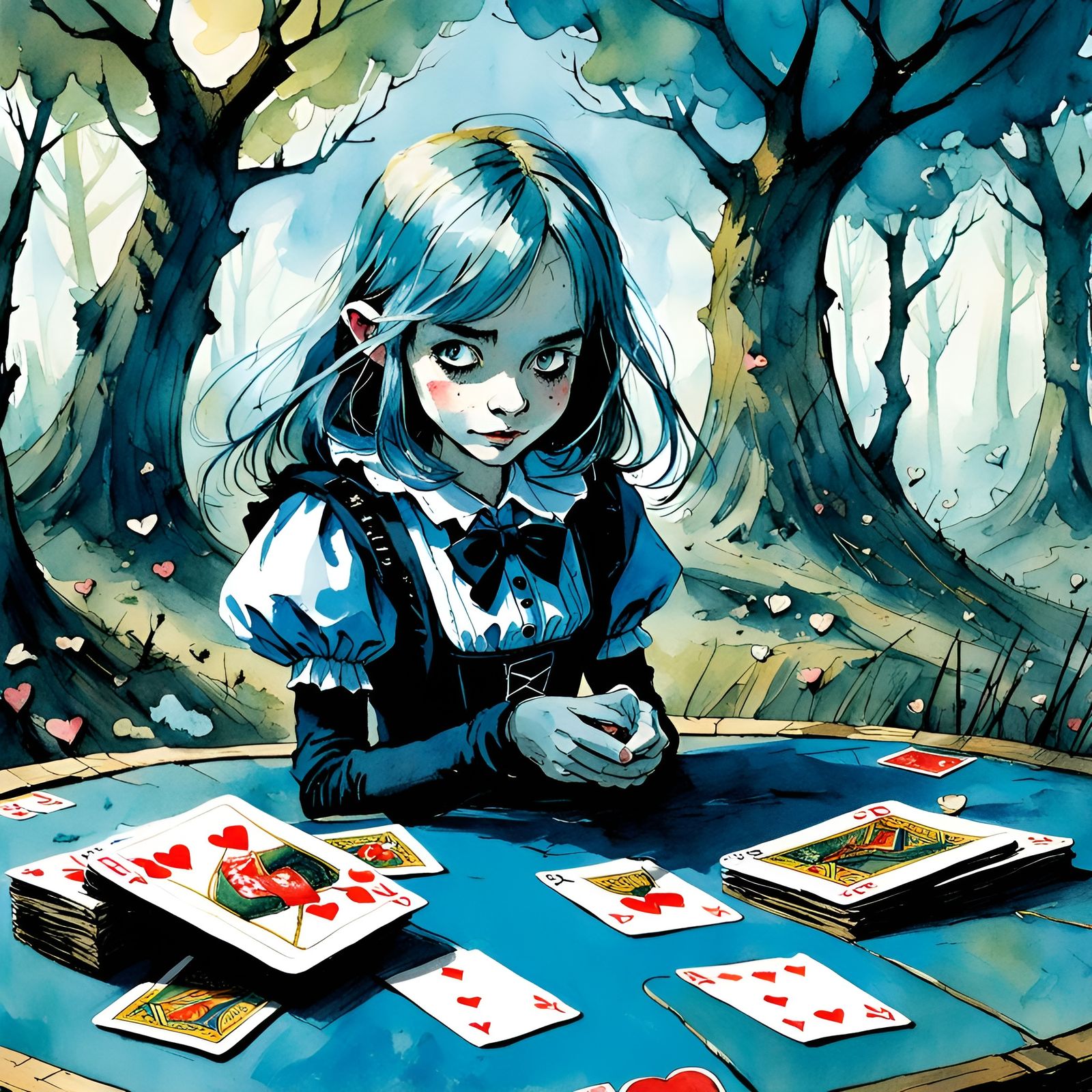 Alice in Wonderland Fantasy in Watercolour Style
