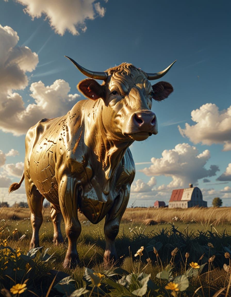 Heroic SUPERCOW in Soviet Realism Style
