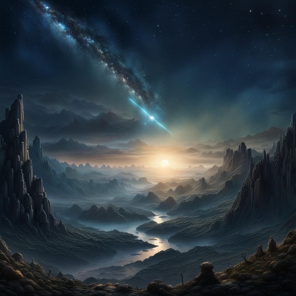 Dramatic Starry Night Digital Matte Painting
