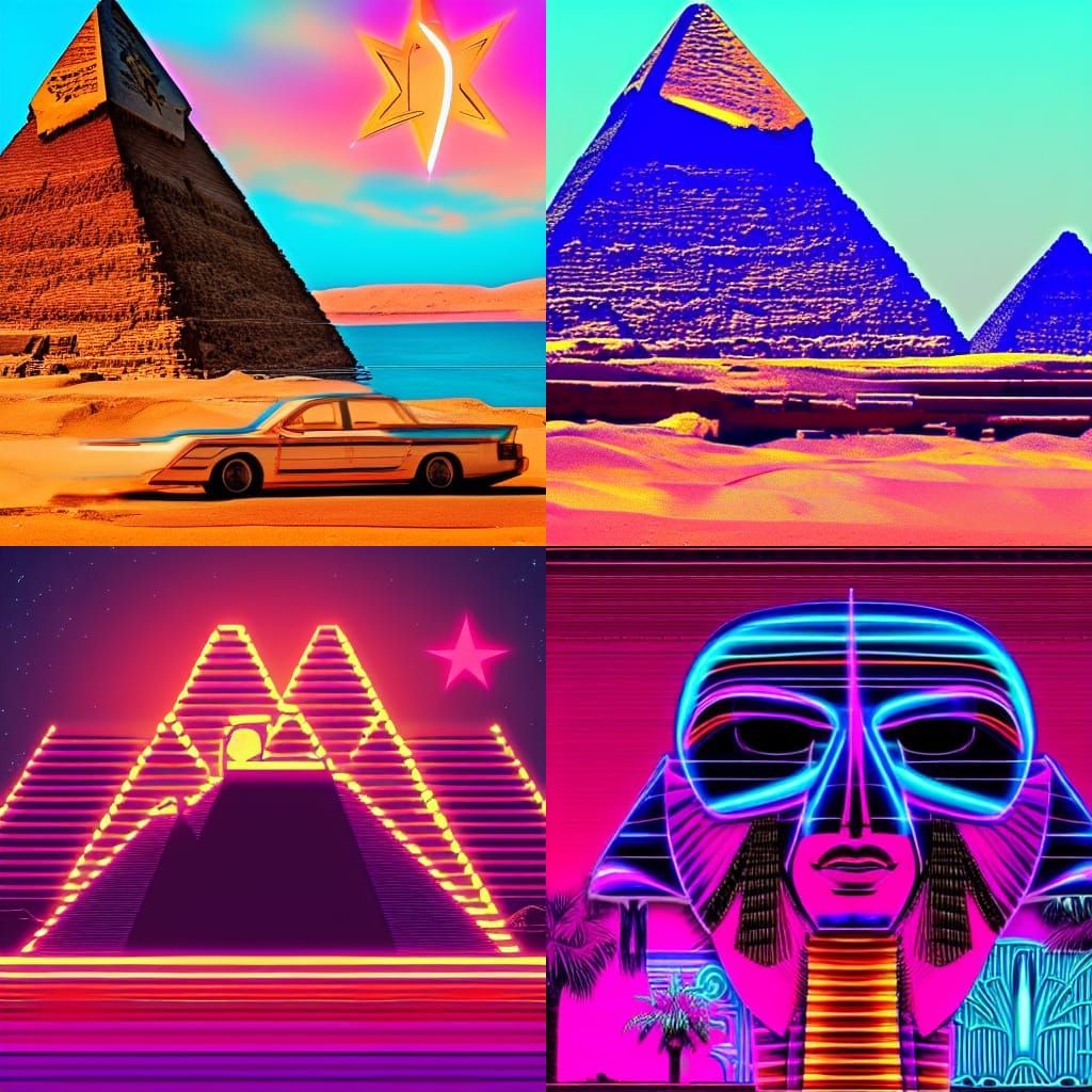 Synthwave Egypt in Neon Retro Style