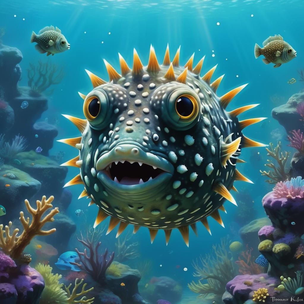 Spiny Pufferfish in Ethereal Fantasy Style
