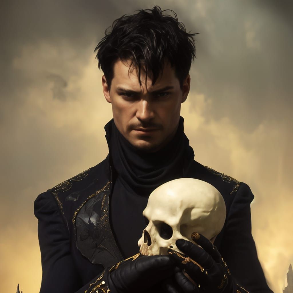 Hamlet's Gothic Monologue Portrait with Skull