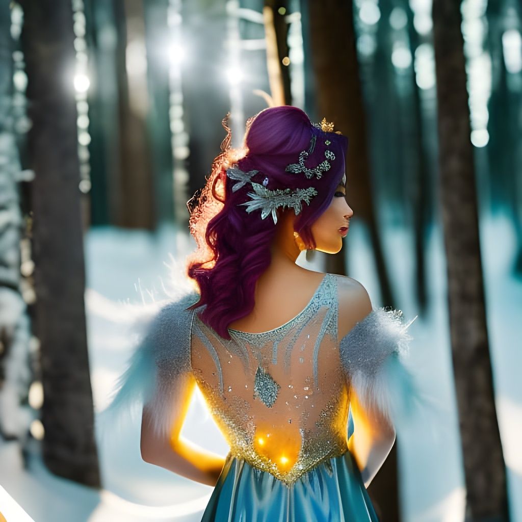 Glowing Winter Solstice Fairy Portrait in Snowy Forest