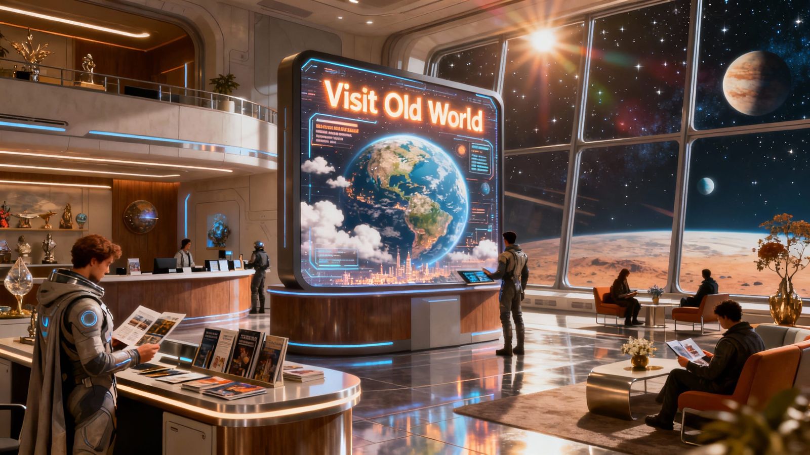 Futuristic Travel Agency on Alien Planet