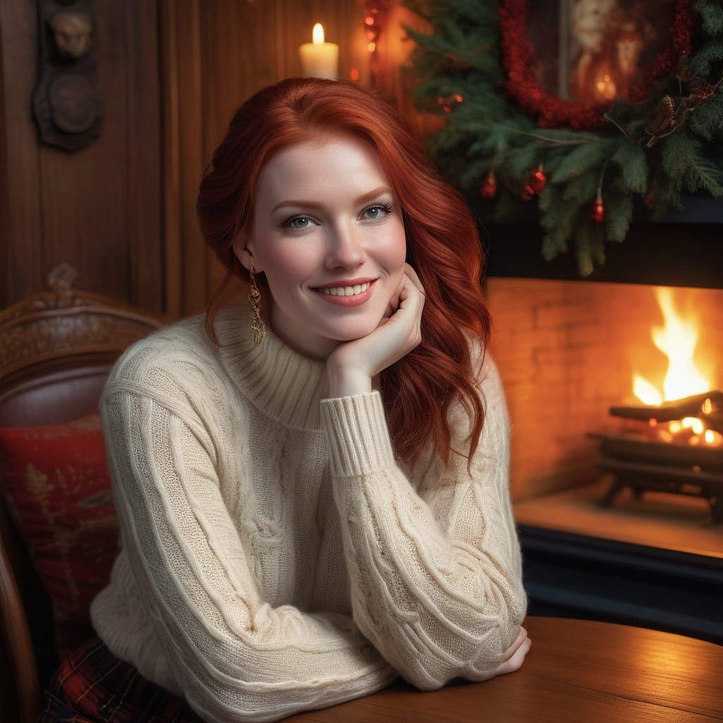Cozy Christmas Tradwife Radiates Warmth and Joy