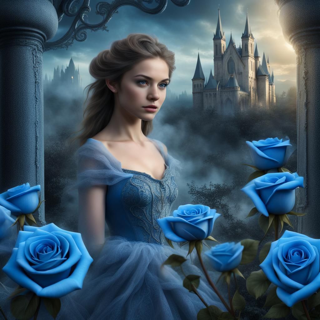 Enchanted Blue Roses in Magical World
