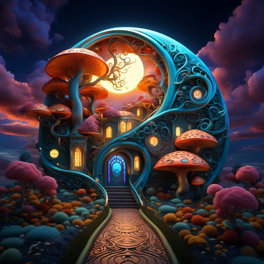 Yin Yang Full Moon Fantasy Art