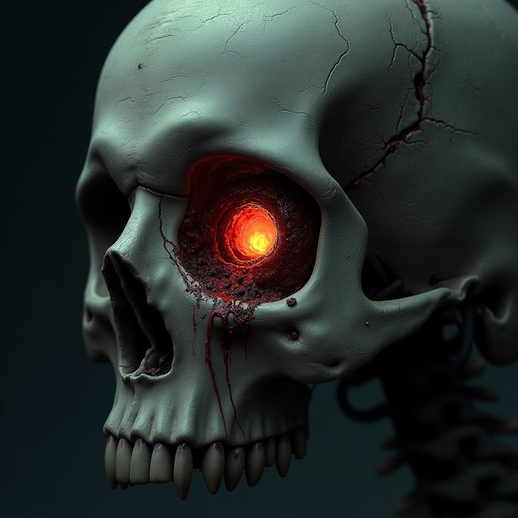 Ominous Bullet Trajectory Through Eye Socket