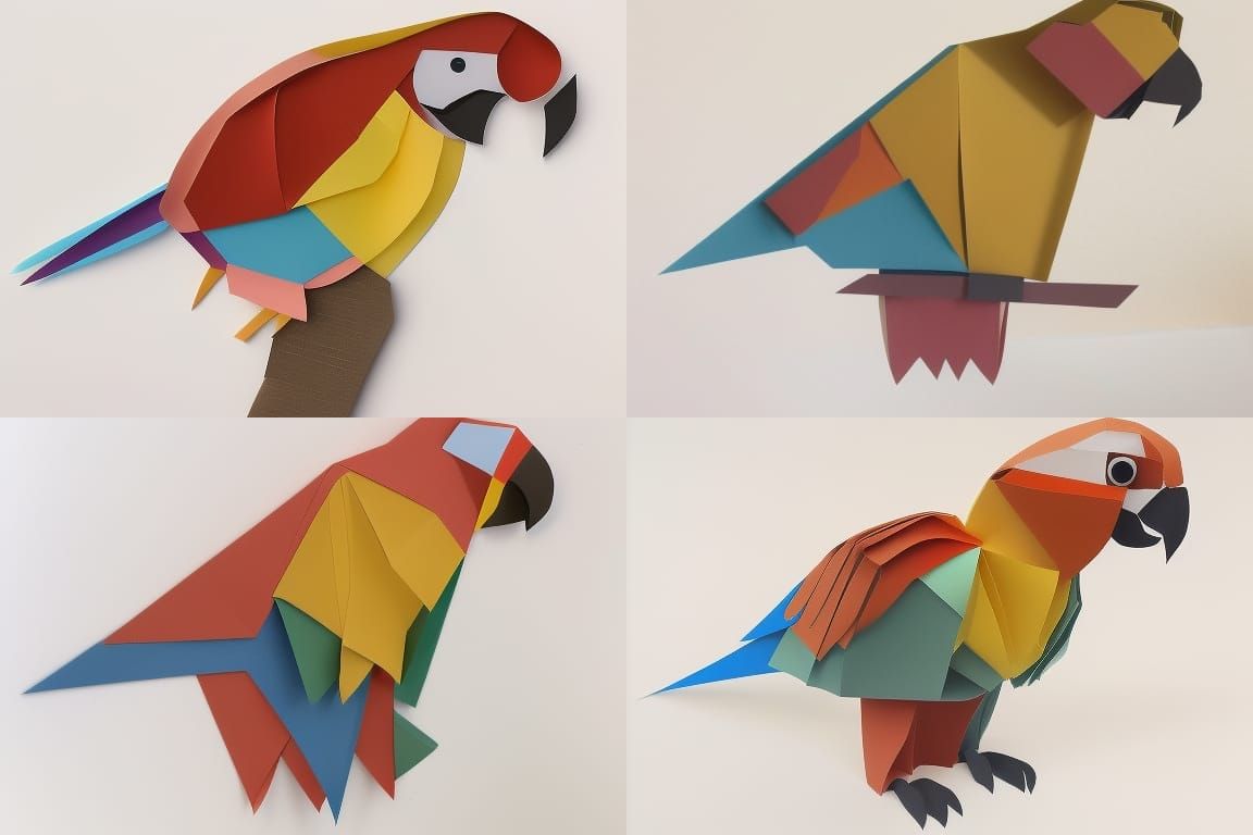 Minimalist 3D Paper Parrot Sculpture