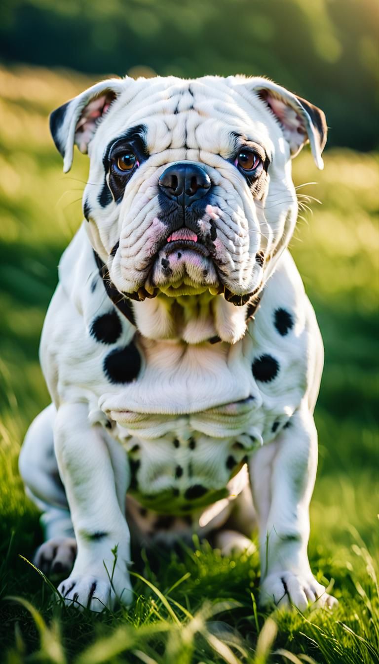 Photorealistic Portrait of a White English Bulldog