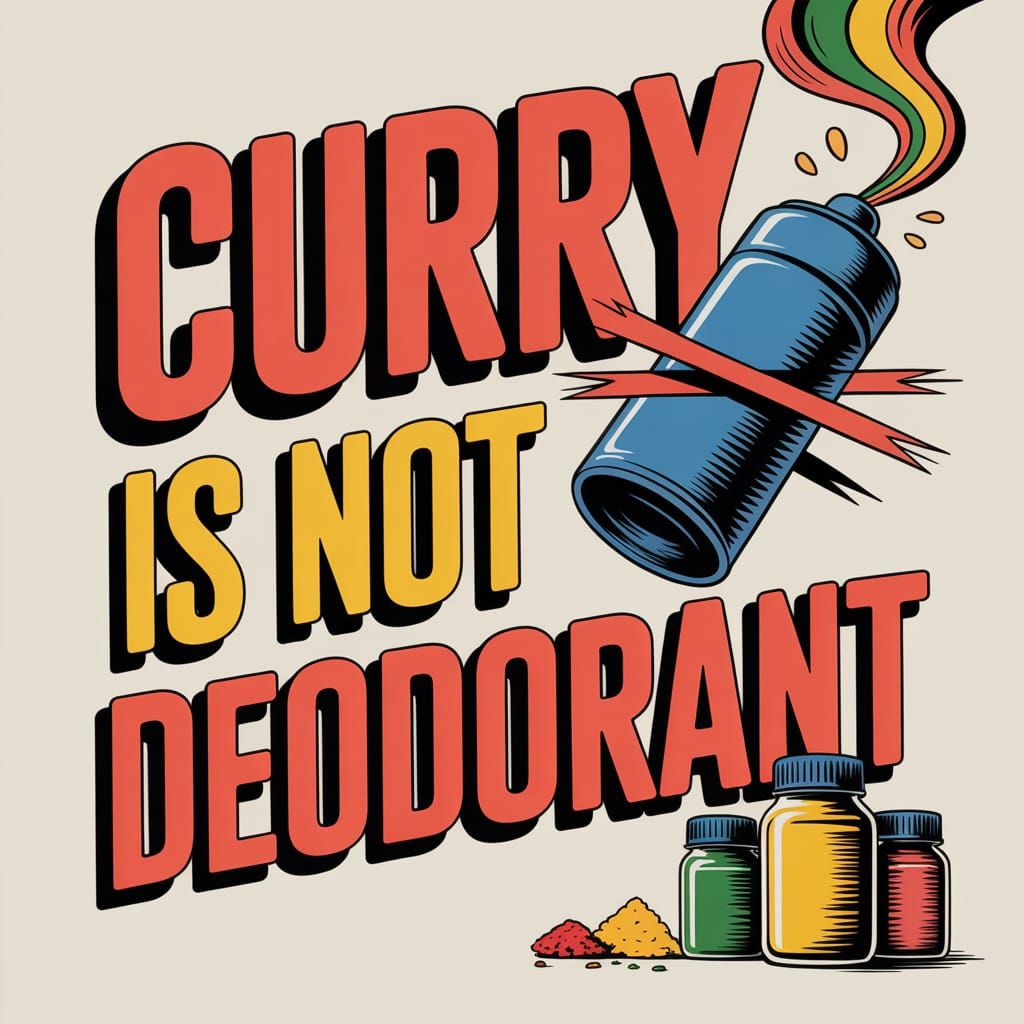 Satirical Pop Art Poster: Curry is Not Deodorant