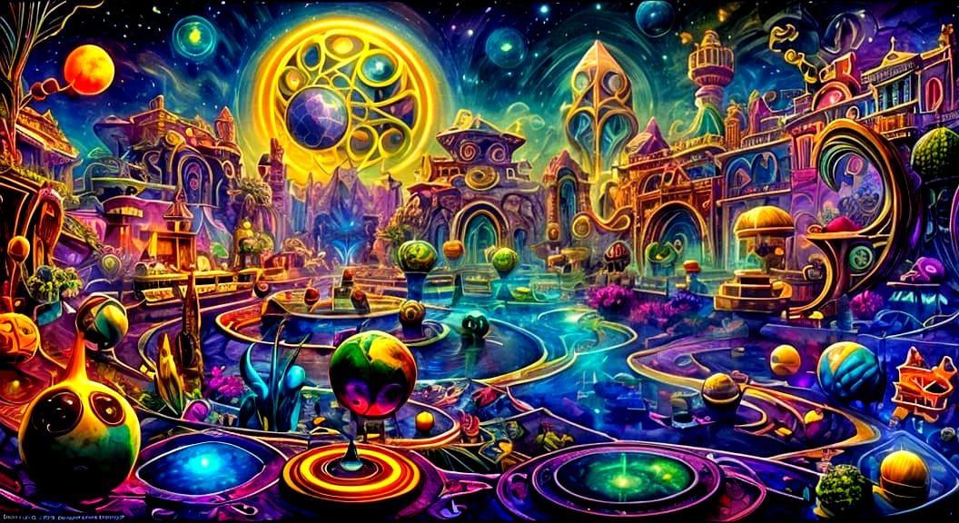 Surreal 3D Architecture in UV Blacklight