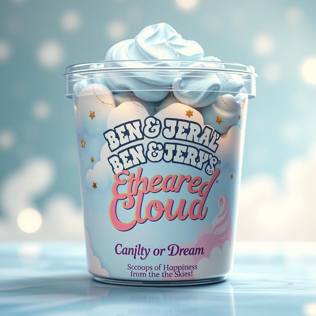 Tub of “Ethereal Cloud Ice Cream”: A tub resembling Ben & Je...