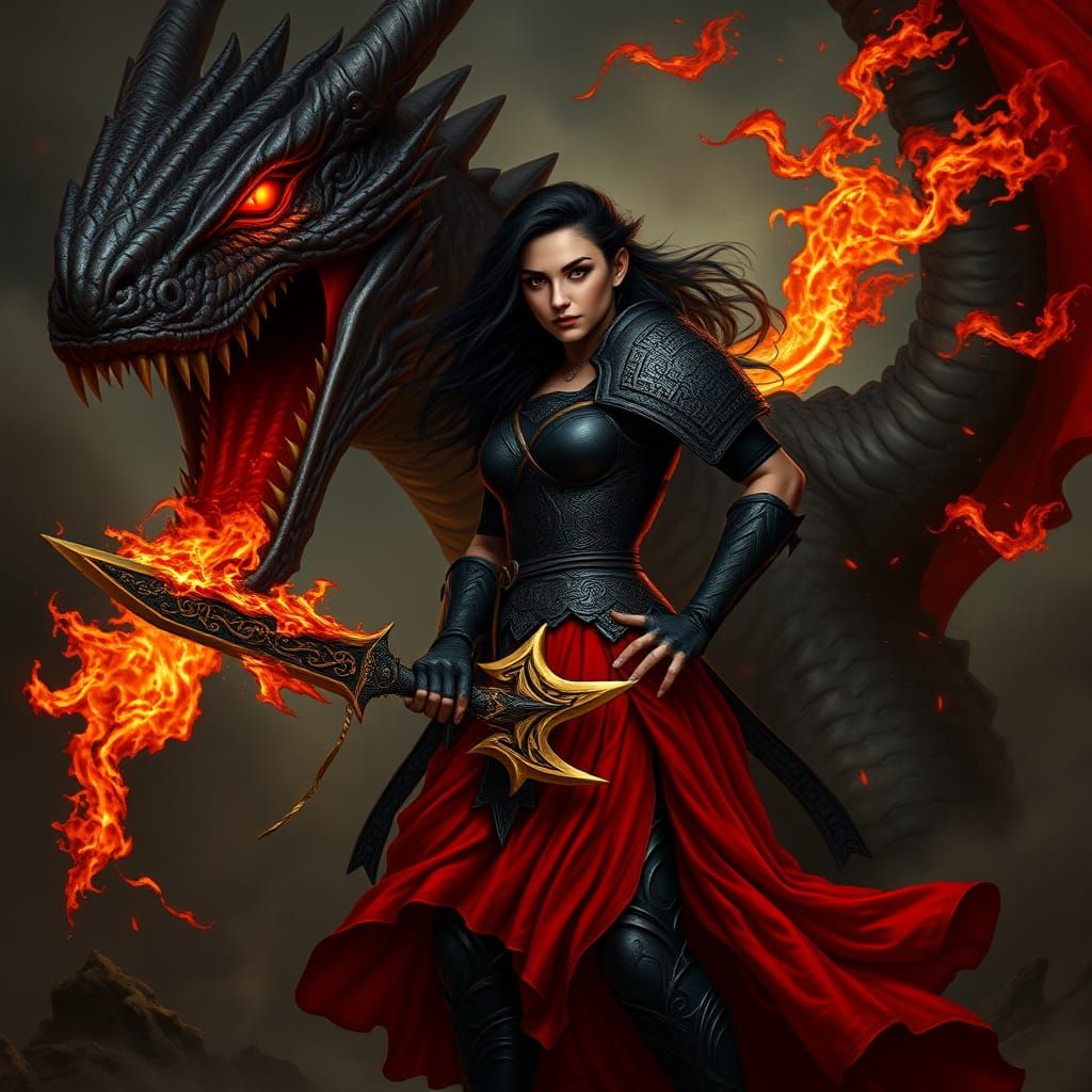 Majestic Warrior Defies Fierce Dragon in Baroque-Inspired Ar...