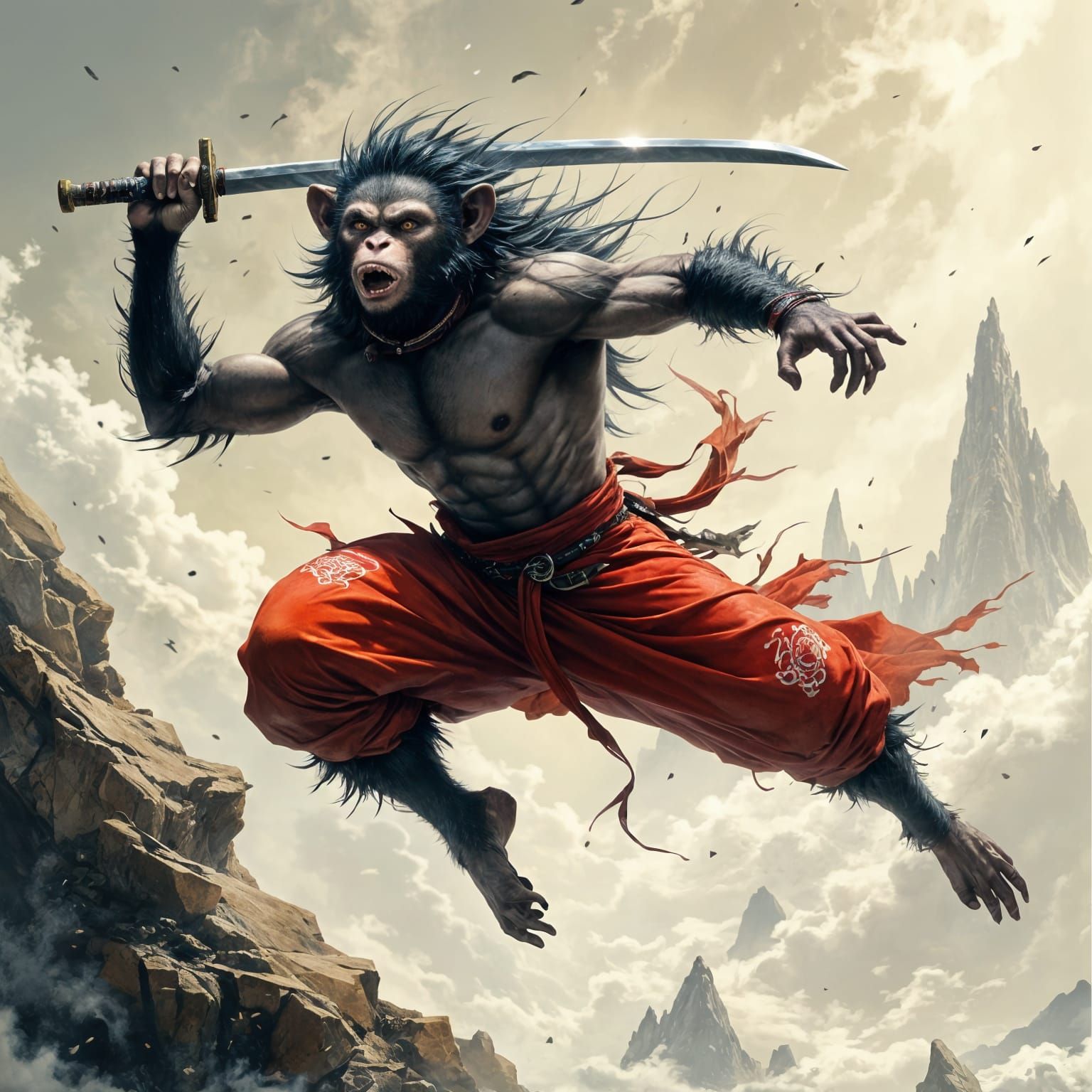 <lora:Spirit Wolf Guide:1.0> <lora:Akimora:1.0> A fierce nin...