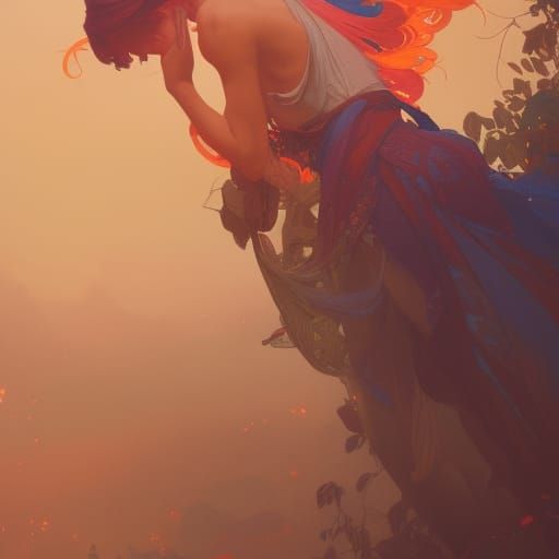 Emotional Goodbye Scene in Art Nouveau Style