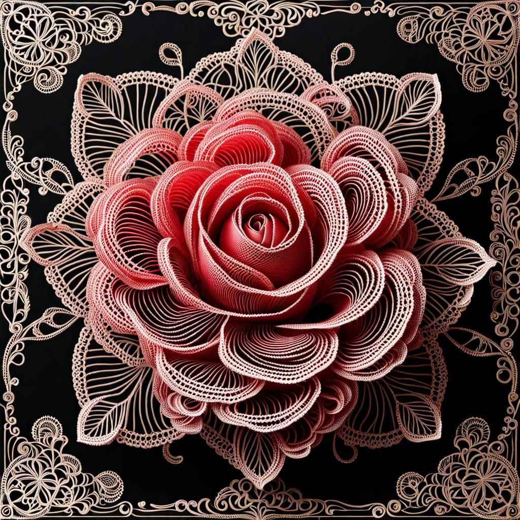 Intricate Lace Rose Close-Up