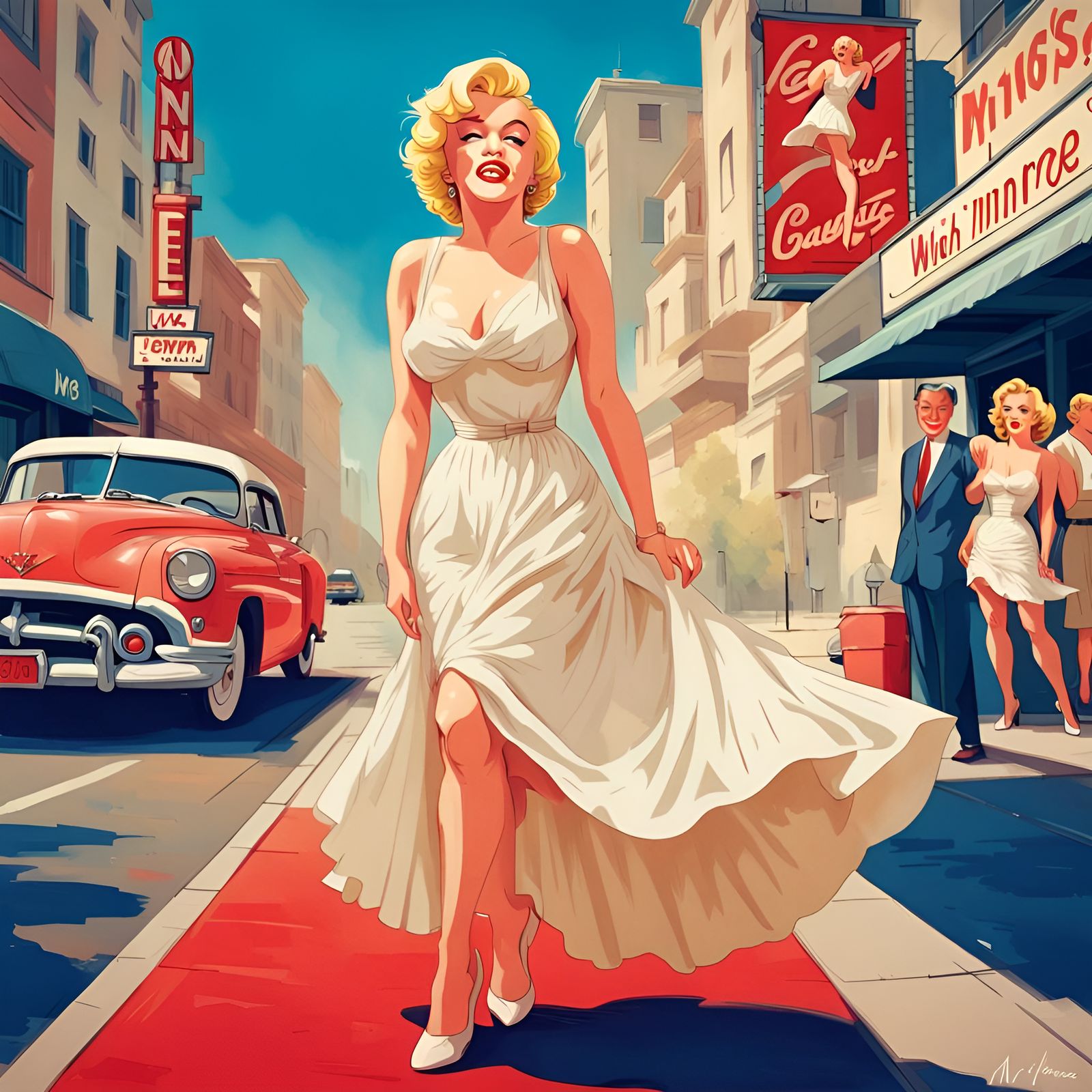 Marilyn Monroe in Cartoon Style Dress
