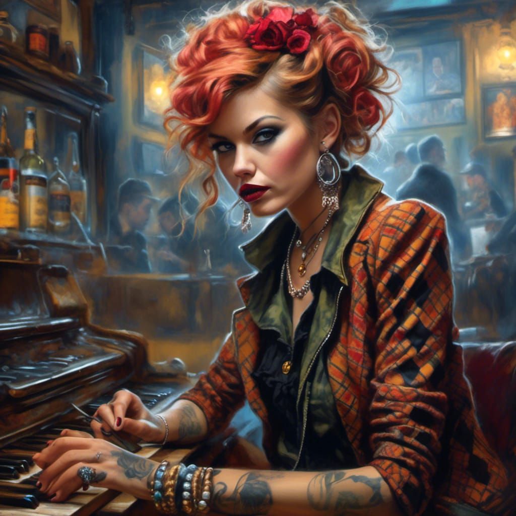 Punk Flapper in Speakeasy: Vintage Tattoo Art