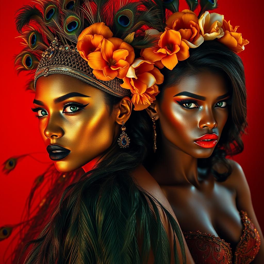 Two Majestic Women in Hyperreal Style