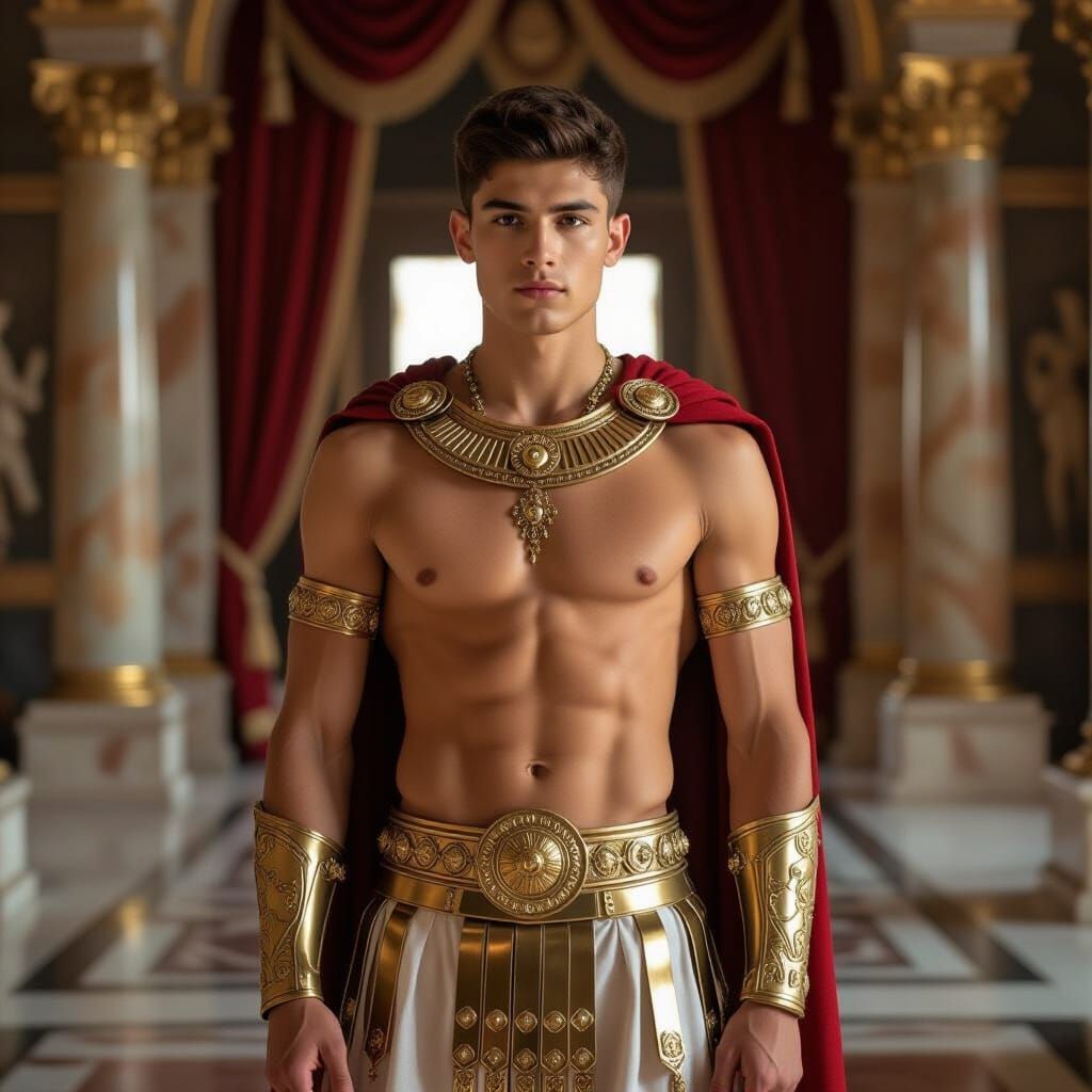 Young Roman Emperor in Golden Armor