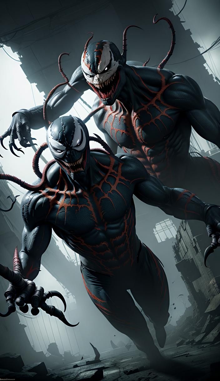 Tom Holland Morphs into Venom: Hyper-Detailed Matte Painting