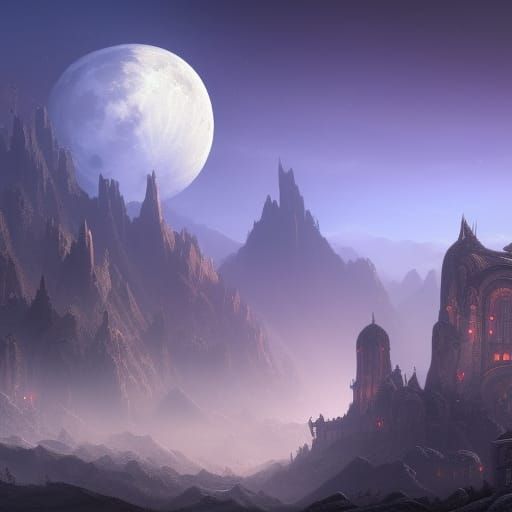 Detailed Matte Painting of a Fantastical Moon