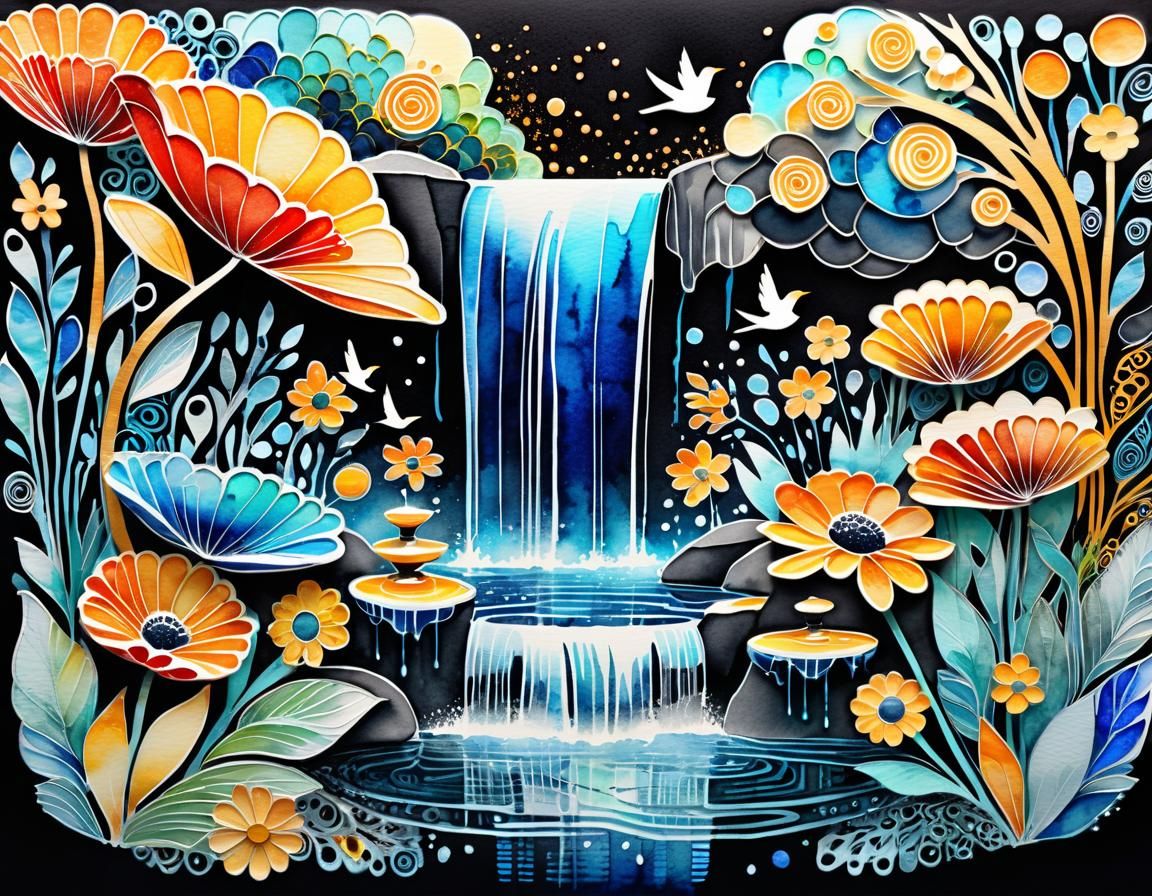 Psychedelic Silhouette in Modern Abstract Watercolor Art