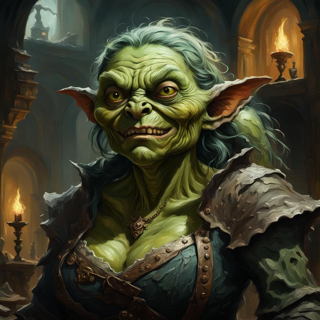 Goblin Woman: An Impressionist Maximalist Painting