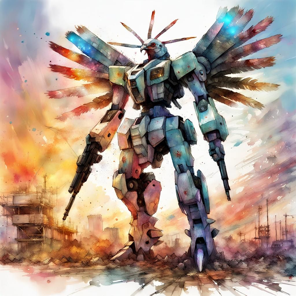 Turkey Gundam Robot in Manga Style
