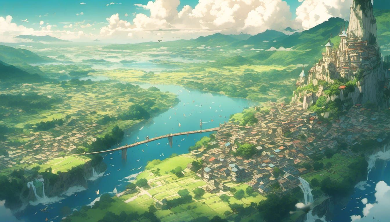 Anime Kingdom Landscape in Studio Ghibli Style