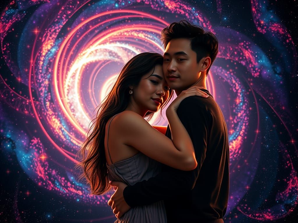 Celestial Embrace: A Hyperrealistic Galactic Scene