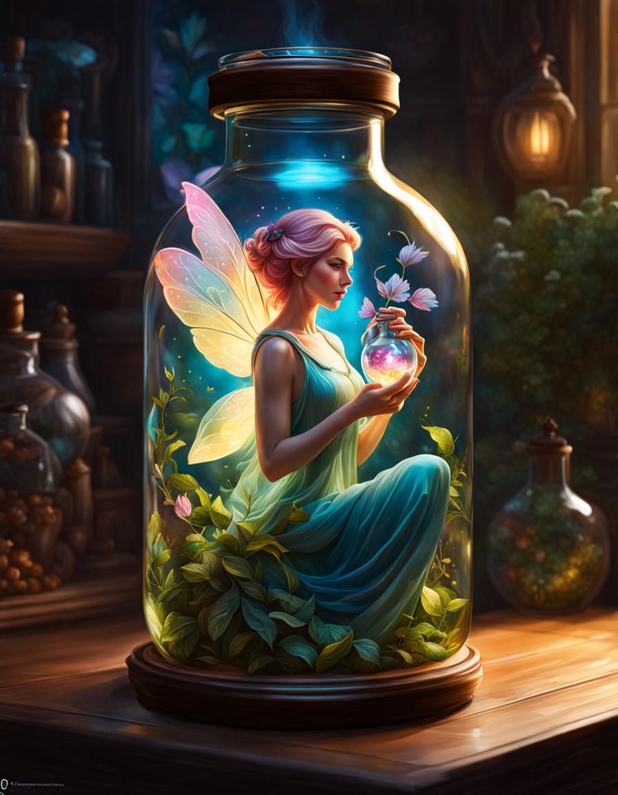 Fairy in a Bottle: Detailed Digital Painting