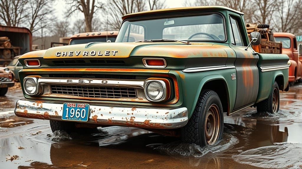 Rusty 1960 Chevy Pickup Truck in Grease