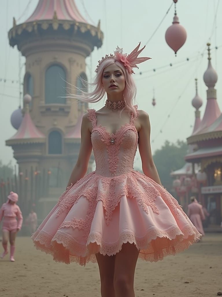 Pastel Goth Circus Star in Gothic Carnival Couture