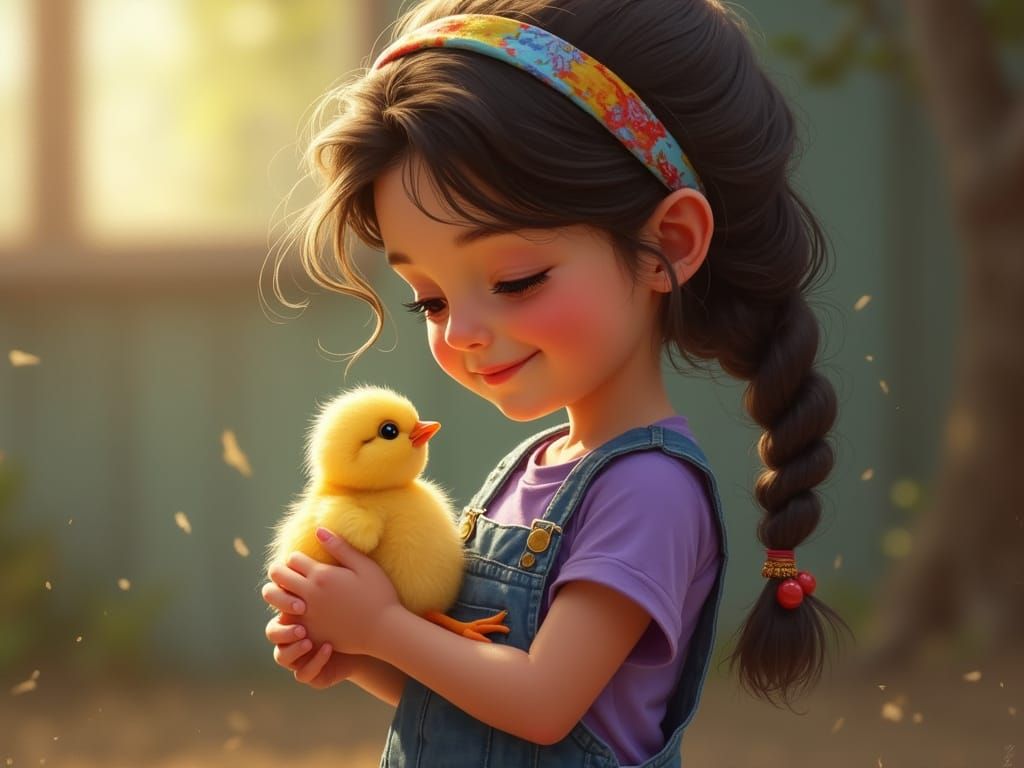 Young Girl with Chick