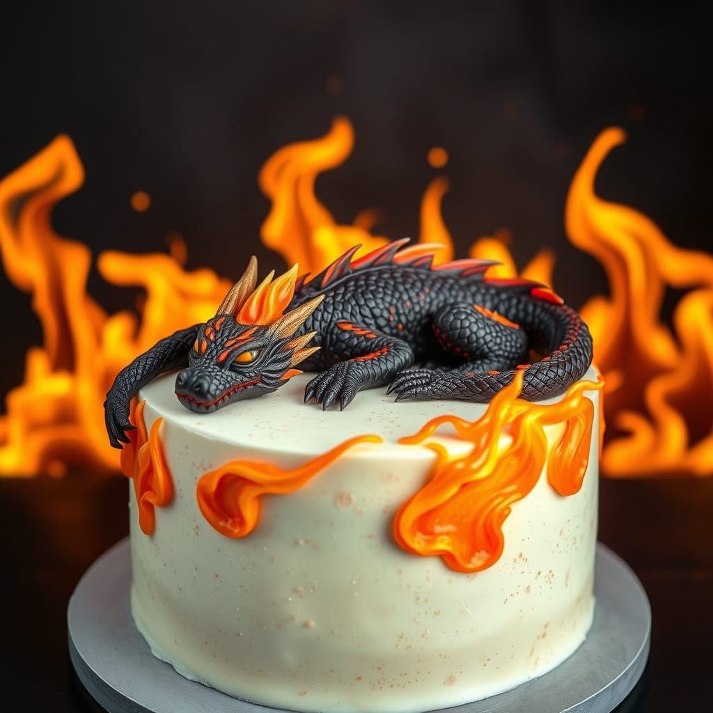 Fiery Dragon Cake Art