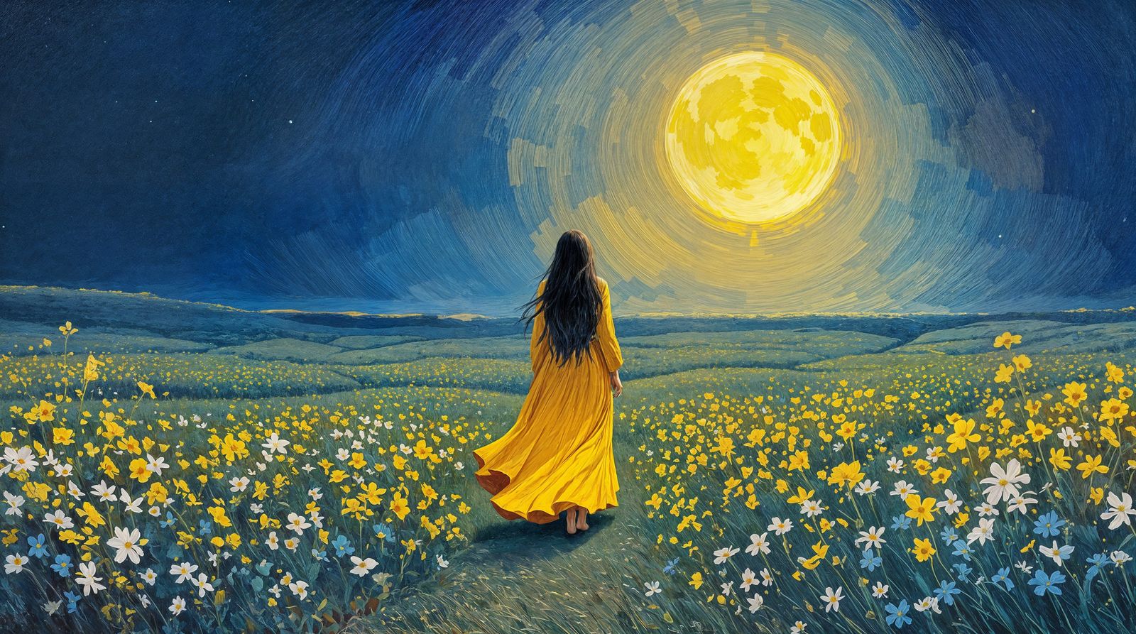 Golden Serenity Under the Luminous Moon