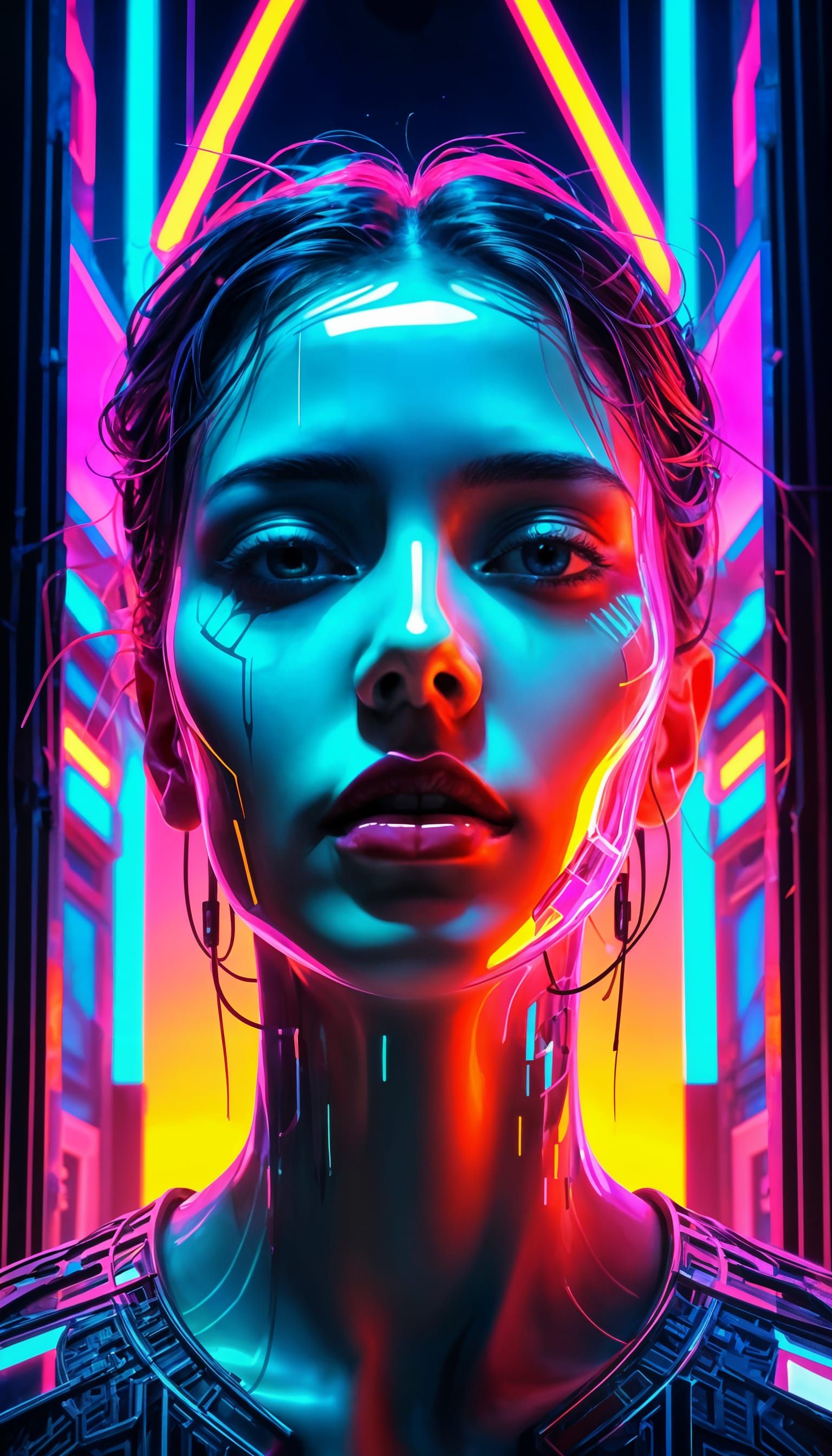 Ethereal Surrealist Portrait of a Human Form in a Glitchy, 3...